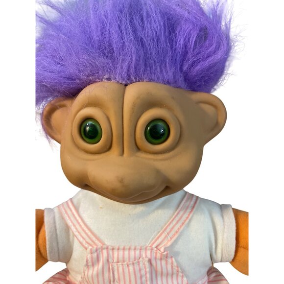 Russ Troll Doll With Purple Hair & Striped Overalls - Picture 2 of 3